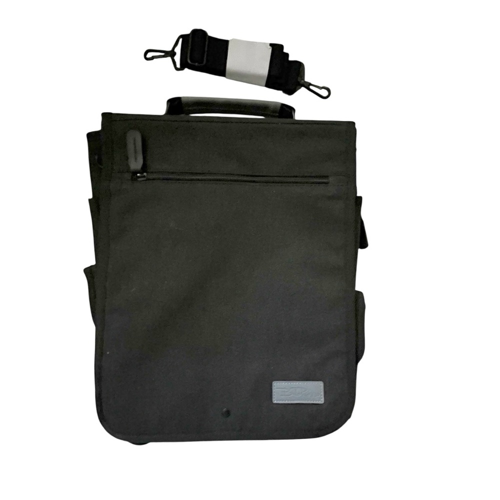 Bella Russo Black 14” Canvas Messenger Bag Shoulder Straps/Top Carry Handle New